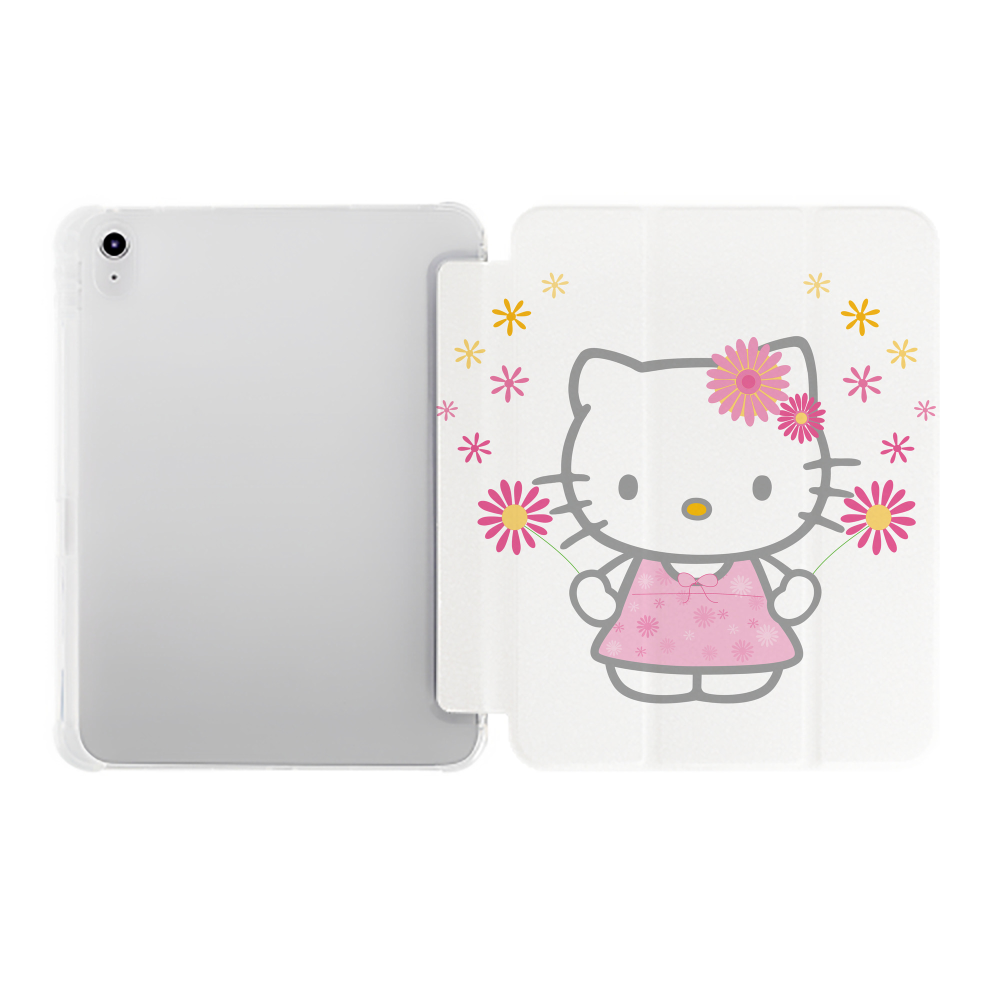 （画像用） Hello Kitty ハローキティ IPad ケース ペン収納付き 三つ折りスタンド PUレザー×シリコン 対応機種9.5/10.5/10.9インチ